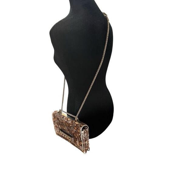 VTG VALENTINO GARAVANI  Calf Hair Feather Rockstud Crossbody Shoulder Clutch - Picture 13 of 16